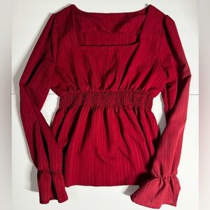 Red long sleep synched waist size medium top